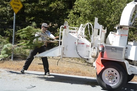 Image of man putting materials into a chipper