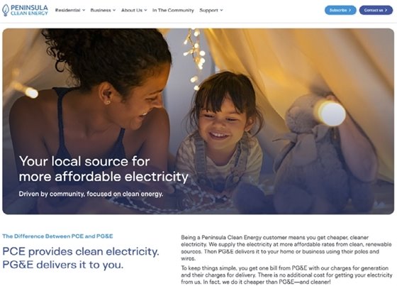 Image of New Peninsula Clean Energy website
