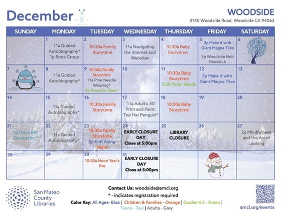 Library Flyer - December Calendar of Activities