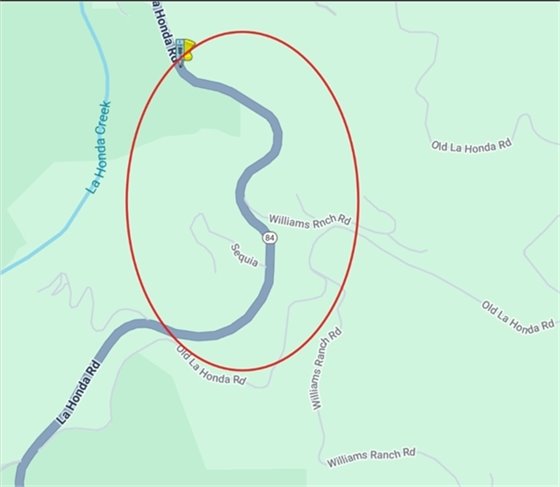 Map of Lane Closure on SR-84 for Tree Removal October 13-24