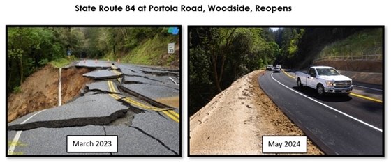 Image of Highway 84 in March 2023 and May 2024