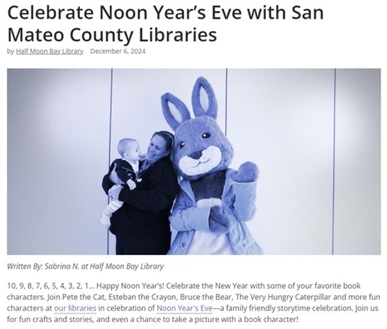 Flyer for Library Event - Noon Years Eve