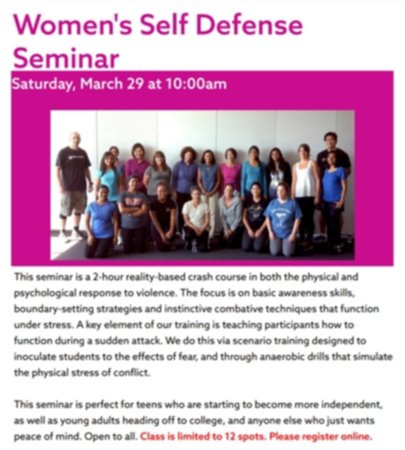 Women's Self Defense Class Flyer