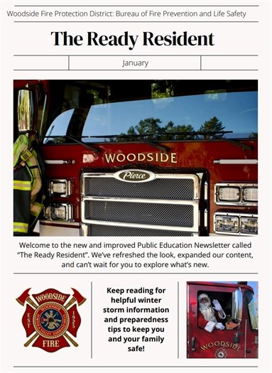Cover of Woodside Fire Districts January Newsletter
