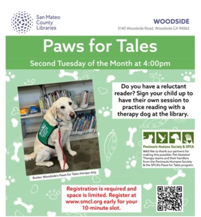 Paws for Tales at Library Poster