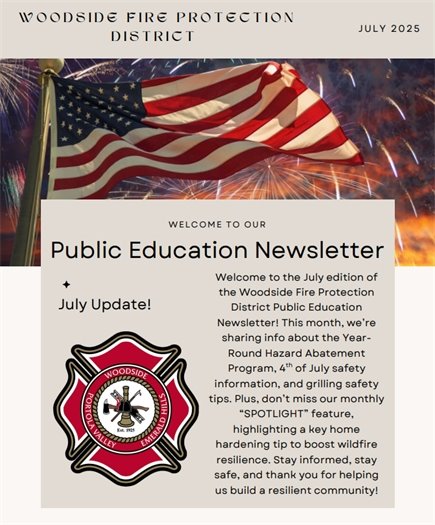 Cover of Woodside Fire Districts July Newsletter