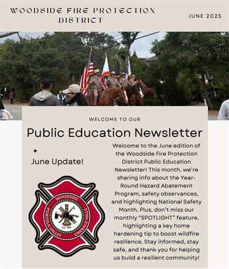 Cover of Woodside Fire Districts June Newsletter