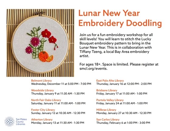 Lunar New Year Embroidery Doodling at Library