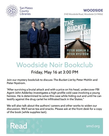 Woodside Noir Book Club Flyer
