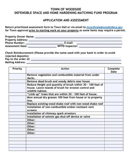 Photo of Town's Defensible Space Application