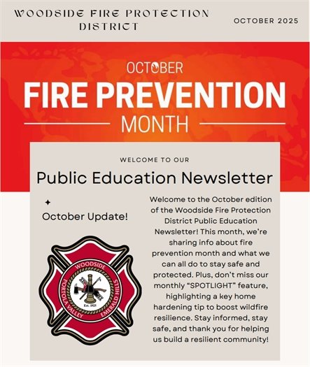 Cover of Woodside Fire Districts October Newsletter