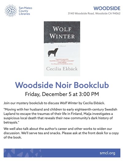 Library Flyer - Woodside Noir Book Club
