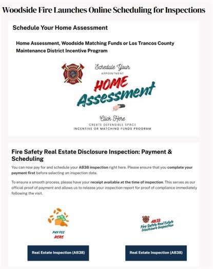 Woodside Fire Launches Online Scheduling for Inspections