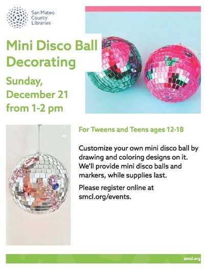 Library Flyer - Mini Disco Ball Decorating